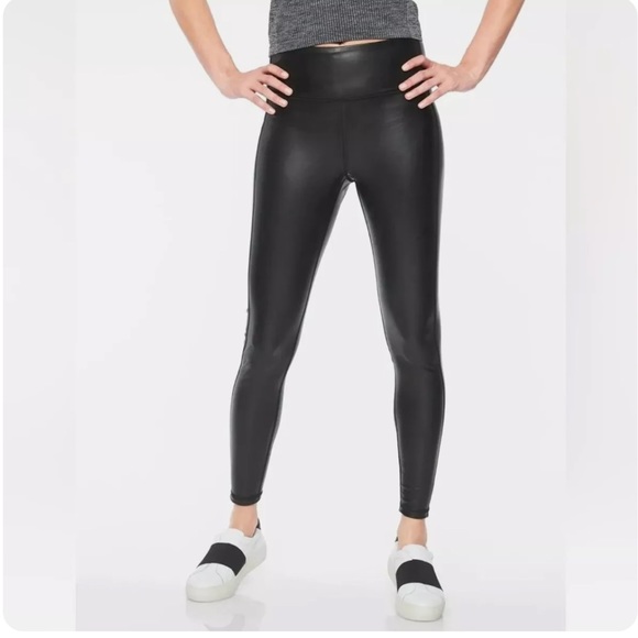 • Athleta • Women’s All Over Glam Leggings Faux Leather Black Small - Picture 2 of 5